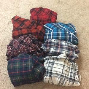 Lot of 7 Plaid and Flannel Shirts
